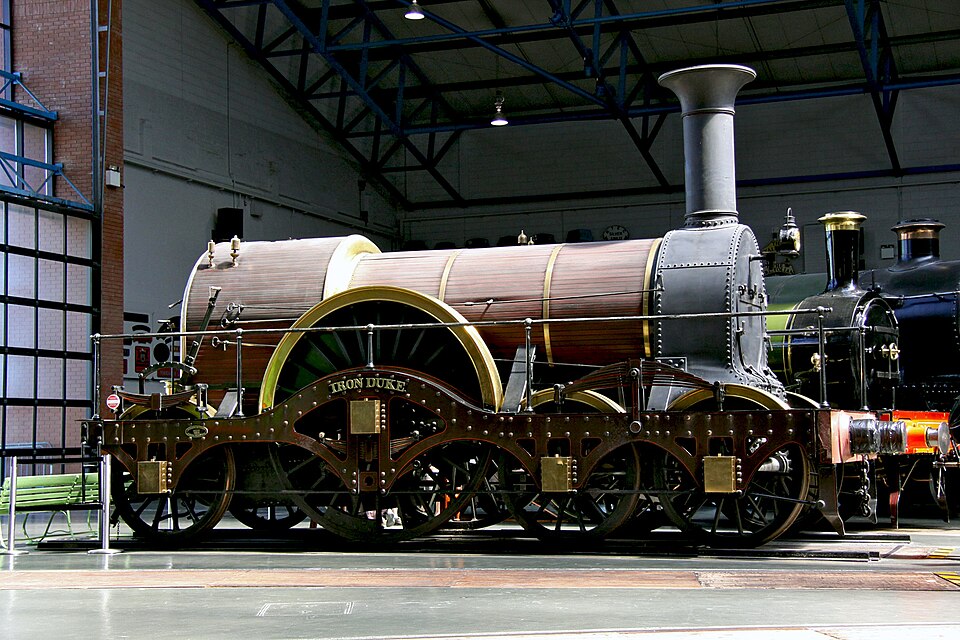 Replica of GWR broad-gauge locomotive Iron Duke.