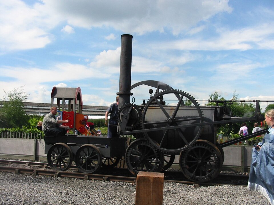 Replica of Trevithick’s 1804 Penydarren locomotive, photographed at Rail200, York, 2004.